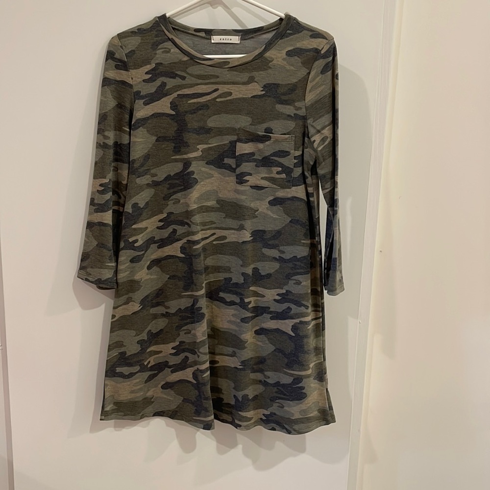 Camo Print Long Sleeve Mini Dress